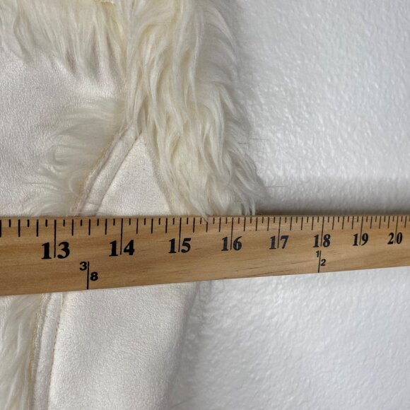 Rave Faux Suede Fur Lined 90's Y2K Festival Toggle Button Vest White Size S - Picture 12 of 14